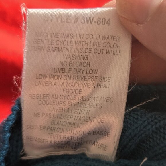 XL Suzy Shier Teal Blue V-Neck Sweater (18" PTP) - Picture 7 of 7